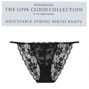 Victoria's secret love cloud lace adjustable string bikini panty XXL BLACK